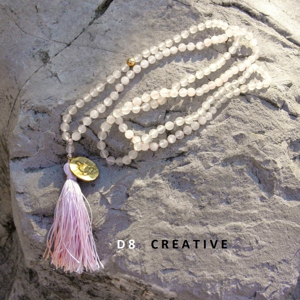 Meditation Yoga jewelry - Rose quartz tassle for both wear necklace & bracelet